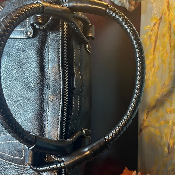 MCM RARE Vintage Tote Duffle Pebble Leather Bag Black COA A6770 - Picture 7 of 13